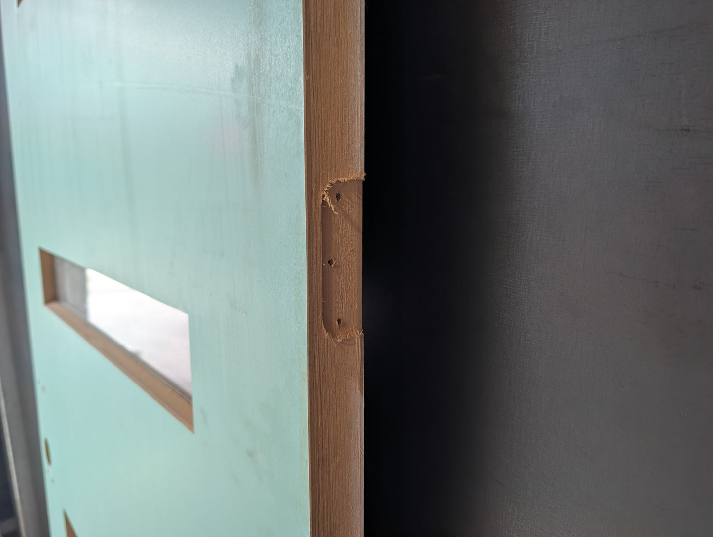 External Timber Door - 2340h x 920w Solid Core w/ 4 X Clear Glass  (PMAD104) *Factory 2nd* 30654