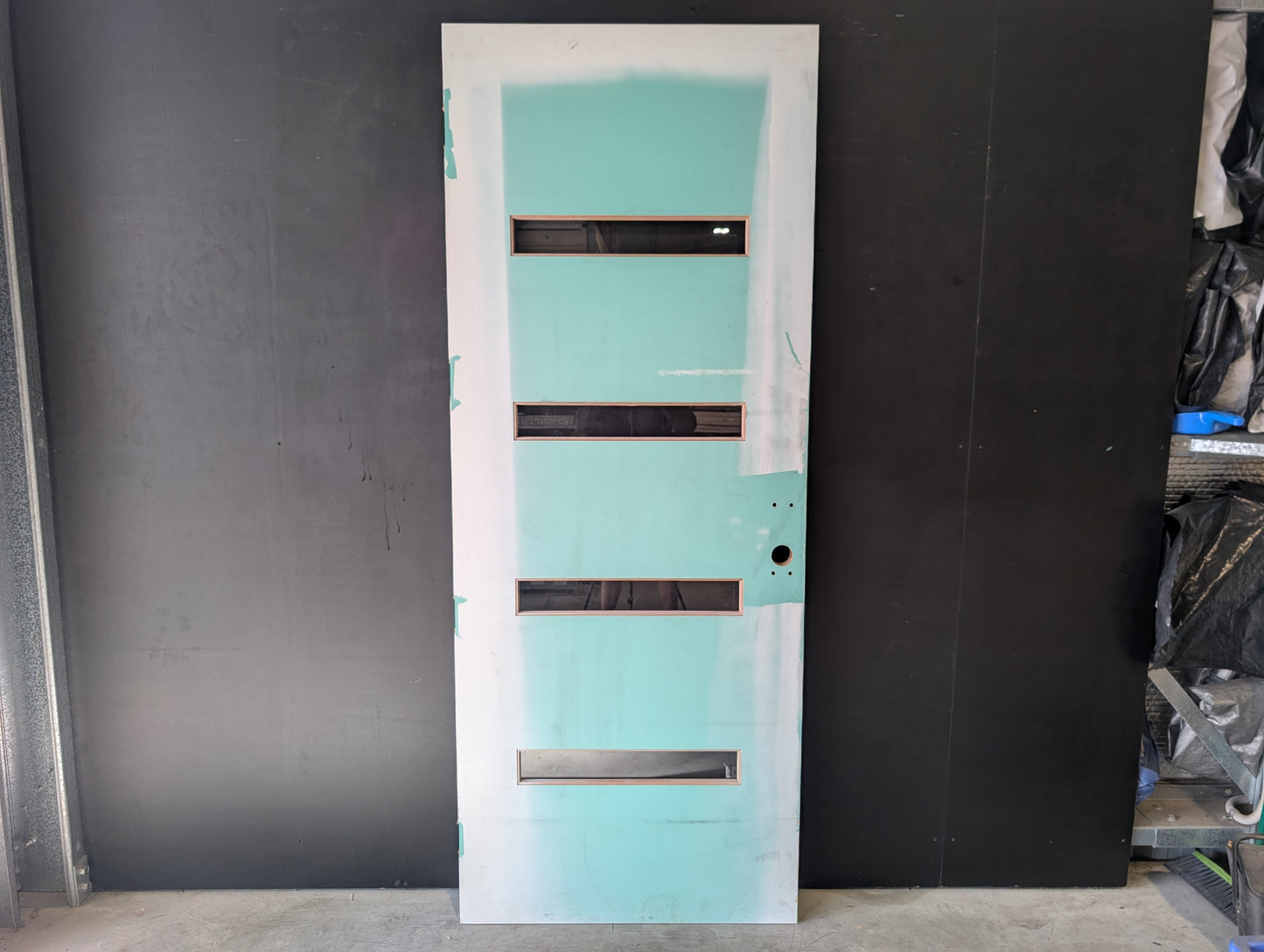 External Timber Door - 2340h x 920w Solid Core w/ 4 X Clear Glass  (PMAD104) *Factory 2nd* 30654